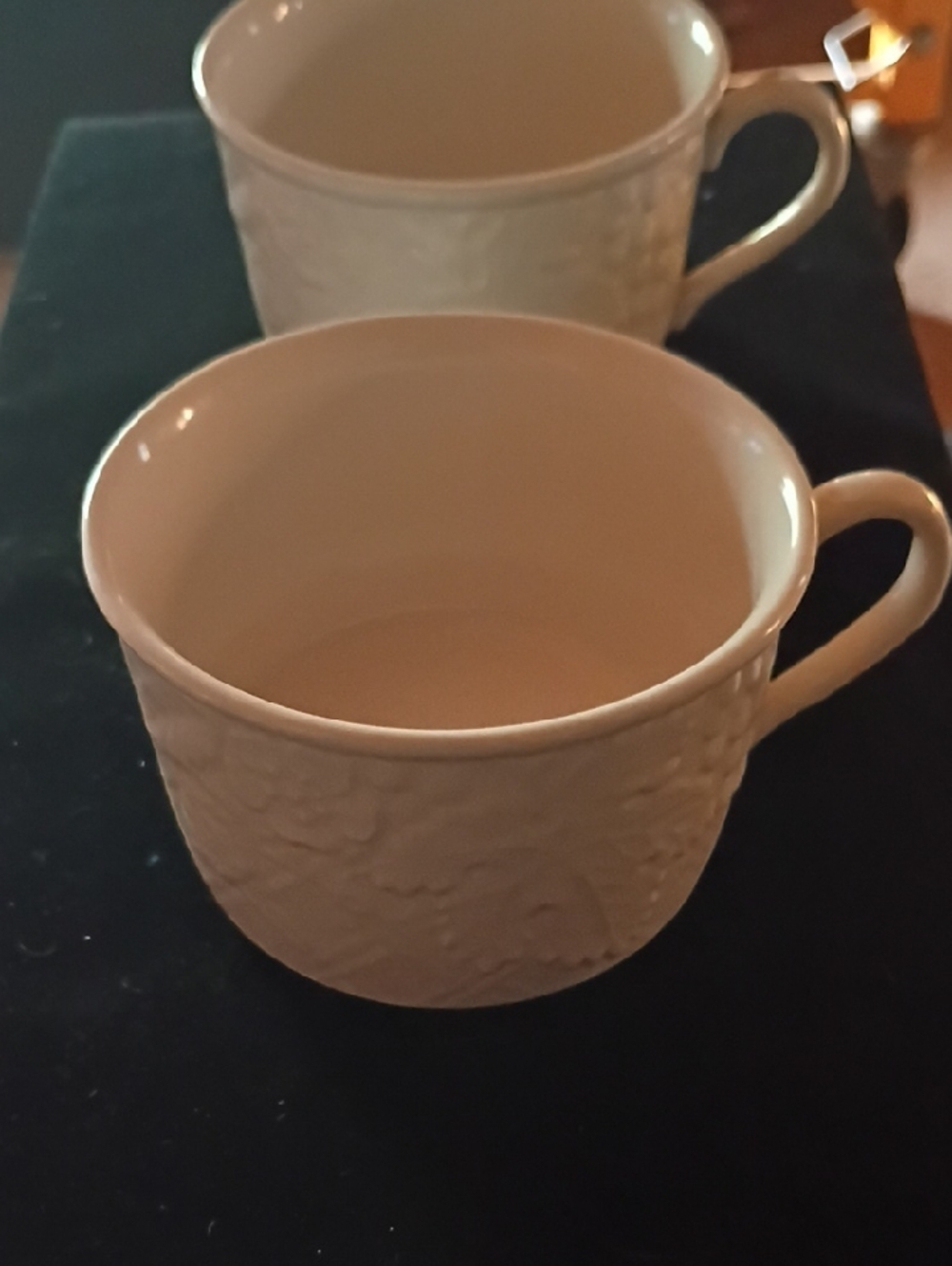 Mikasa Cream Embossed Ceramic Mugs - Set of 2